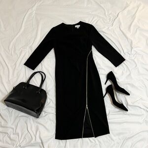 Calvin Klein Black Dress with Gold Accent Zipper